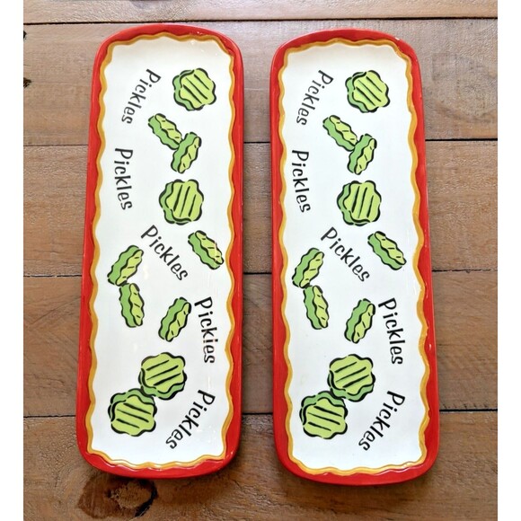 Bella Casa by Ganz Set of 2 Pickles Plates Used - Picture 4 of 12